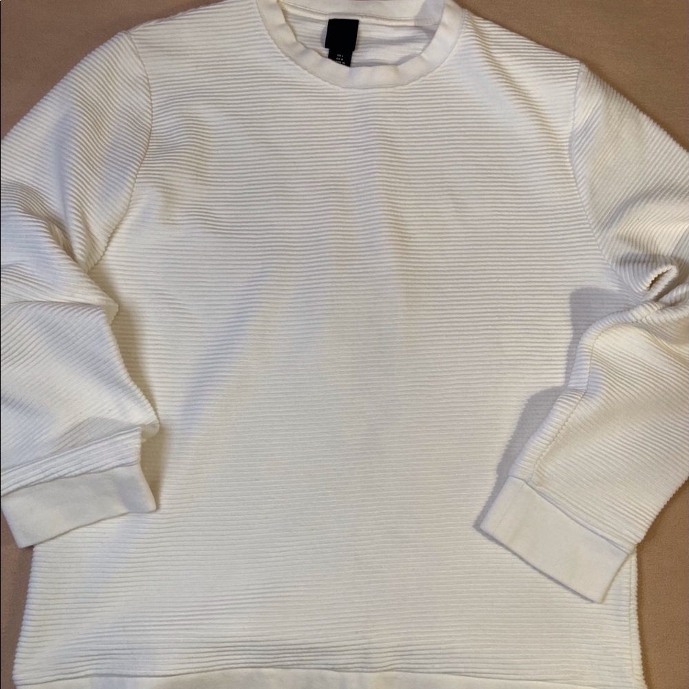 Snowy white mens cotton blend pullover shirt long sleeve crew neck.